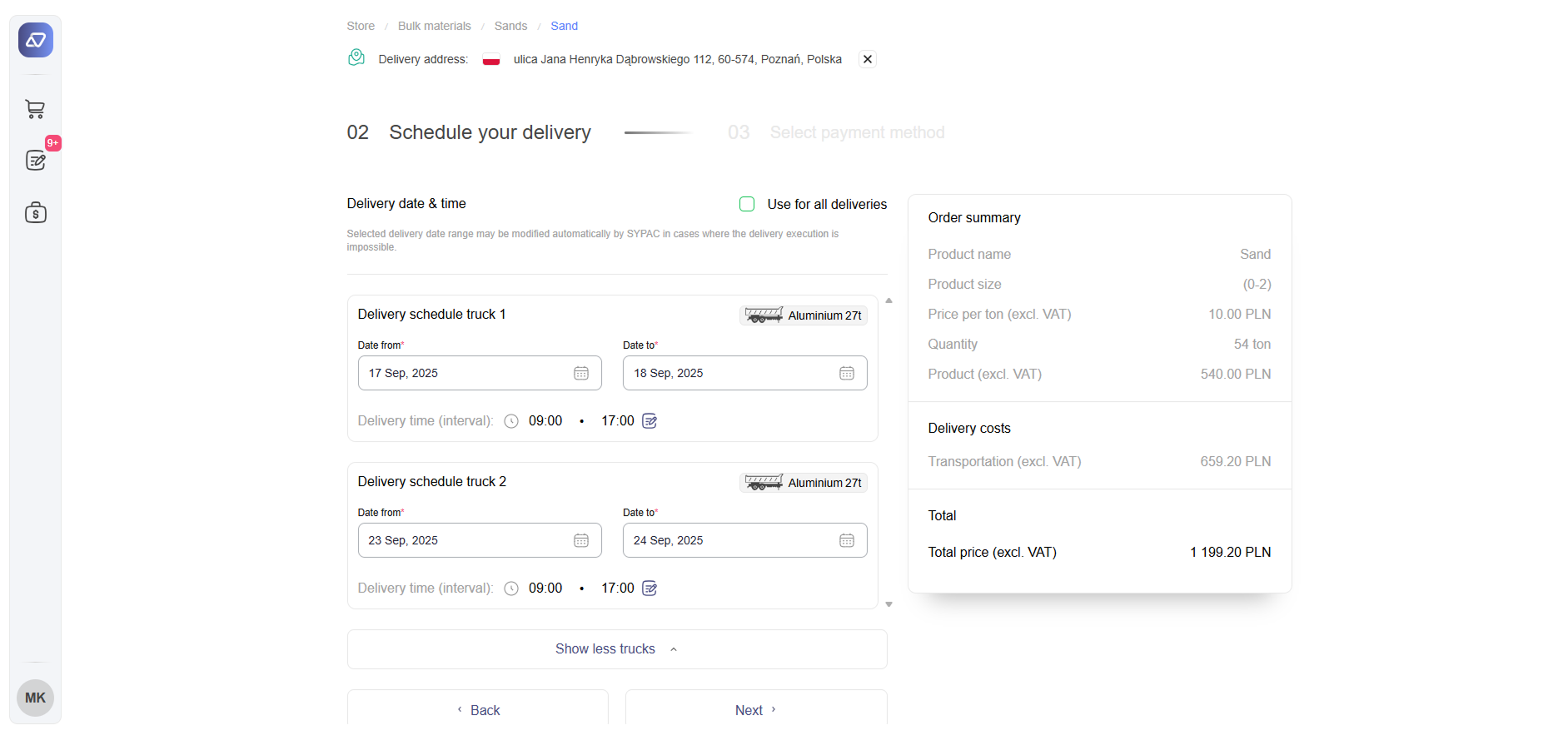 Schedule delivery for a specific day — illustration (step 2)